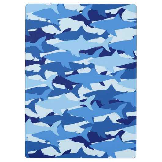 Blauer Haifisch-Muster Klemmbrett (Rückseite)
