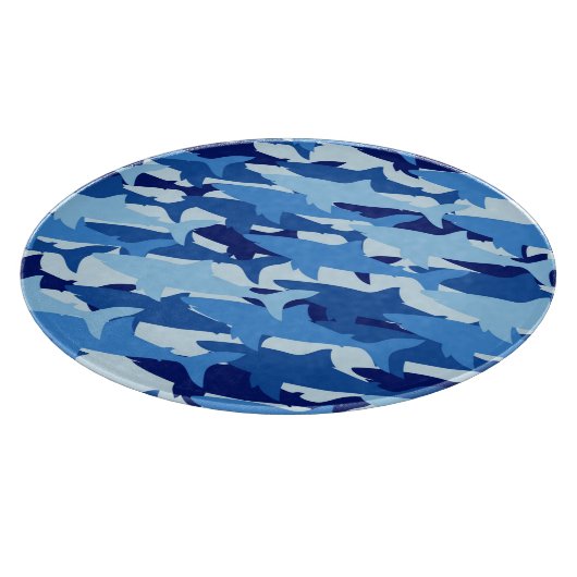 Blauer Haifisch-Muster Schneidebrett (Ecke)