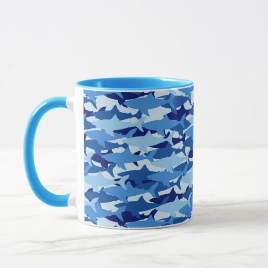 Blauer Haifisch-Muster Tasse (Links)
