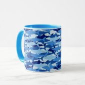 Blauer Haifisch-Muster Tasse (Vorderseite Links)