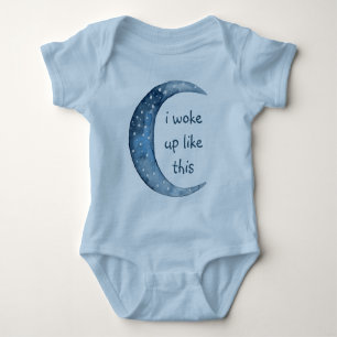 Blauer Halbmond Baby Custom Text Strampler