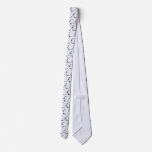 Blauer Halbmond mit weißem Blume-Muster Krawatte (Rückseite)