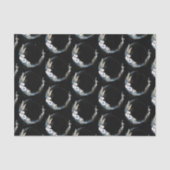 Blauer Halbmond mit weißem Blume-Muster Seidenpapier (Vorderseite)