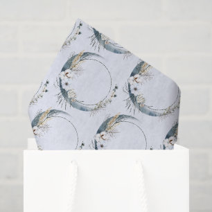 Blauer Halbmond mit weißem Blume-Muster Seidenpapier