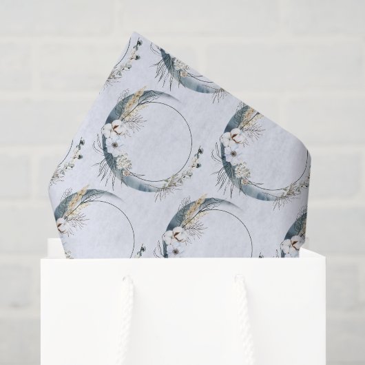 Blauer Halbmond mit weißem Blume-Muster Seidenpapier (Geschenktüte)