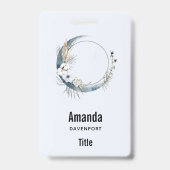 Blauer Halbmond mit weißen Blume Ausweis (Rückseite)