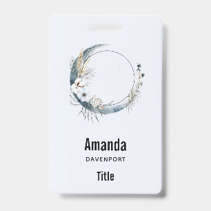 Blauer Halbmond mit weißen Blume Ausweis