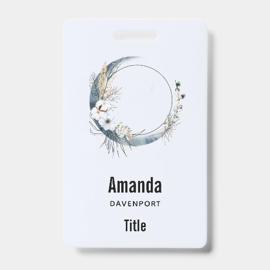 Blauer Halbmond mit weißen Blume Ausweis (Vorderseite)