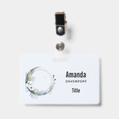 Blauer Halbmond mit weißen Blume Ausweis (Vorderseite mit Clip)