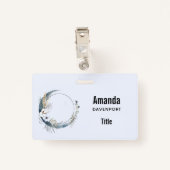 Blauer Halbmond mit weißen Blume Ausweis (Rückseite mit Klammer)