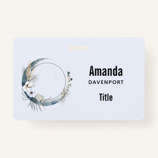 Blauer Halbmond mit weißen Blume Ausweis (Rückseite)