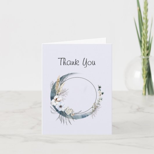 Blauer Halbmond mit weißen Blume Dankeskarte (Vorderseite)