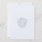 Blauer Halbmond mit weißen Blume Dankeskarte (Rückseite)