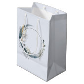 Blauer Halbmond mit weißen Blume Mittlere Geschenktüte (Rückseite Schrägansicht)