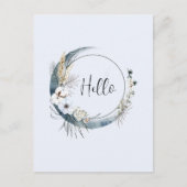 Blauer Halbmond mit weißen Blume Postkarte (Vorderseite)