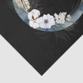 Blauer Halbmond mit weißen Blume Seidenpapier (Ausschnitt)