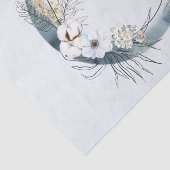 Blauer Halbmond mit weißen Blume Seidenpapier (Ausschnitt)