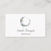 Blauer Halbmond mit weißen Blume Visitenkarte (Vorderseite)