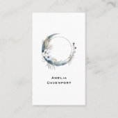 Blauer Halbmond mit weißen Blume Visitenkarte (Vorderseite)
