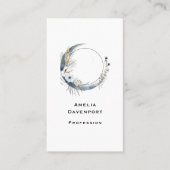 Blauer Halbmond mit weißen Blume Visitenkarte (Vorderseite)