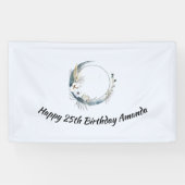 Blauer Halbmond mit weißen Blume zum Geburtstag Banner (Horizontal)