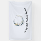 Blauer Halbmond mit weißen Blume zum Geburtstag Banner (Vertikal)