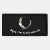 Blauer Halbmond mit weißen Blume zum Geburtstag Banner (Horizontal)