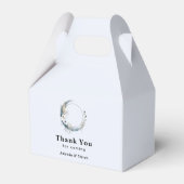 Blauer Halbmond mit weißer Blume Hochzeit Geschenkschachtel (Rückseite)