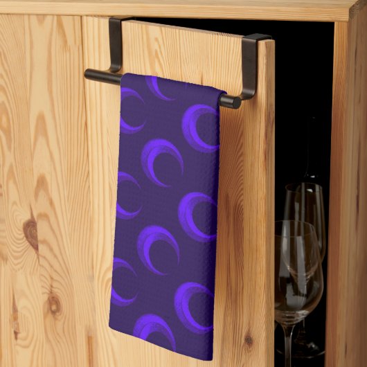 Blauer Halbmond Muster Halloween Geschirrtuch (Drittel gefaltet)