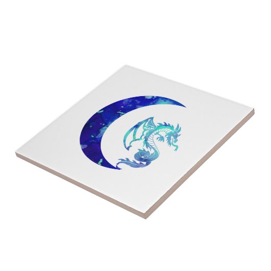 Blauer Halbmond und Drache Fliese (Seite)