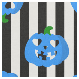 blauer Halloween-Herz-Kürbis gestreift Stoff