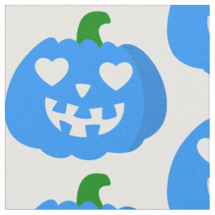 blauer Halloween-Herz-Kürbis-Jack-o-Laterne Stoff