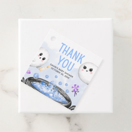 Blauer Halloween ist ein Baby-Duschplatz Geschenkanhänger (Beispiel)