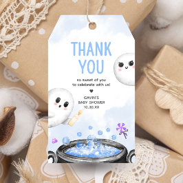 Blauer Halloween ist ein Baby Duschtuch-Fam-Tags Geschenkanhänger