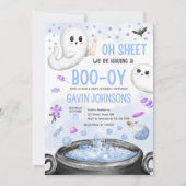 Blauer Halloween ist eine Baby-Dusche Einladung (Vorderseite)