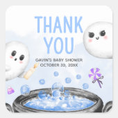 Blauer Halloween ist eine Baby-Dusche Quadratischer Aufkleber (Vorderseite)