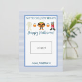 Blauer Halloween-Karteninhaber Dankeskarte (Stehend Vorderseite)