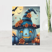 Blauer Halloween-Kürbis Jack-o-lantern Karte (Vorderseite)