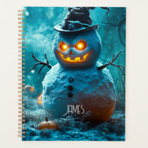Blauer Halloween-Schneemann gruselige Jahreszeit Planer
