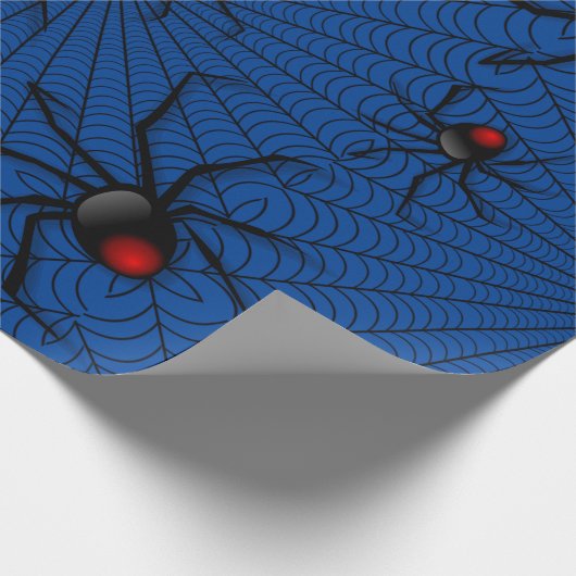 Blauer Halloween Schwarzes Widow Beängstigend Spid Geschenkpapier (Ecke)