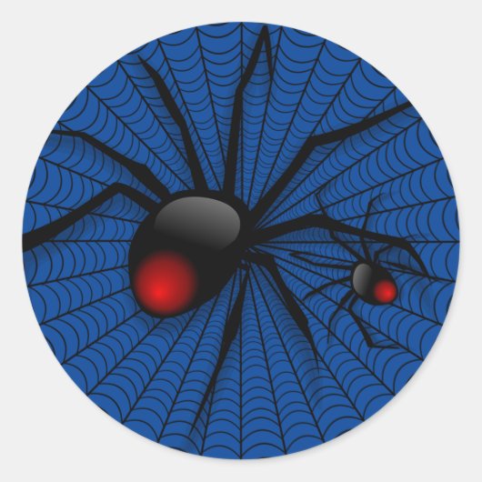 Blauer Halloween Schwarzes Widow Beängstigend Spid Runder Aufkleber (Vorderseite)