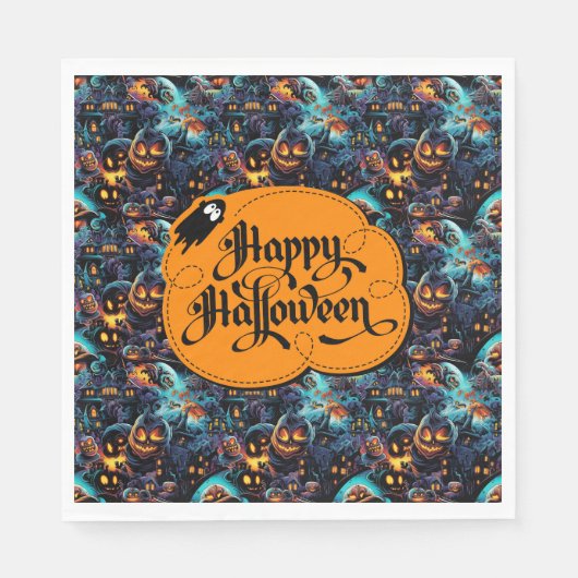 Blauer Halloween Serviette (Vorderseite)