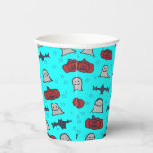 Blauer Halloween Spaß Print Pappbecher (Rechts)