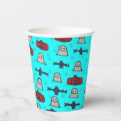 Blauer Halloween Spaß Print Pappbecher (Vorderseite)