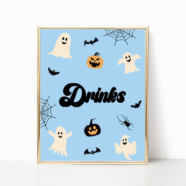 Blauer Halloween Spooky Drinks Party Zeichen Poster