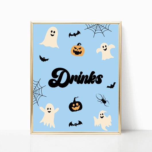 Blauer Halloween Spooky Drinks Party Zeichen Poster