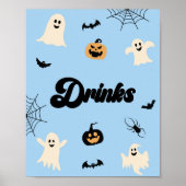 Blauer Halloween Spooky Drinks Party Zeichen Poster (Vorne)