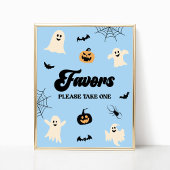 Blauer Halloween Spooky Gastgeschenke Zeichen Poster