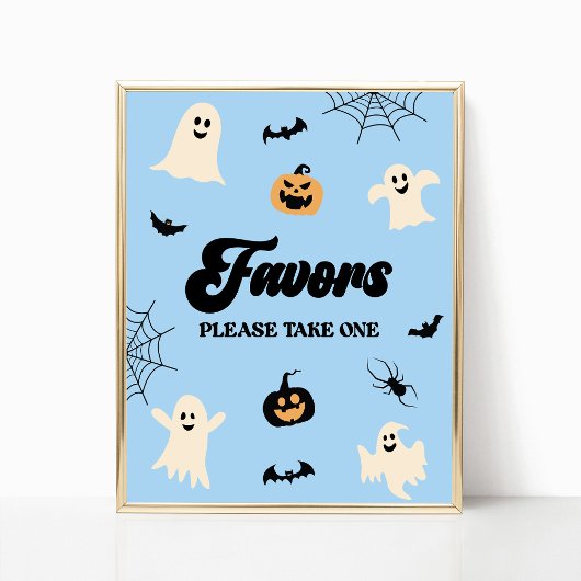 Blauer Halloween Spooky Gastgeschenke Zeichen Poster