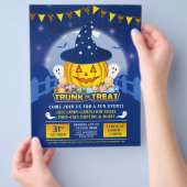 Blauer Halloween-Trunk oder Niedliche Kürbisverans Flyer (Hand)